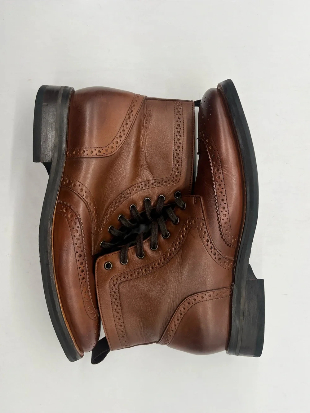 Thursday Boot Company Brown Leather Mens 9.5 Wingtip Lace Up Casual Formal Boots